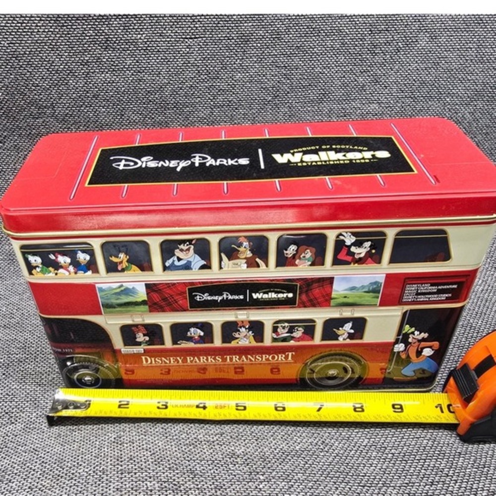 Disney Parks Walkers Shortbread London Bus Tin Mickey Friends Red Large Good - Picture 9 of 11